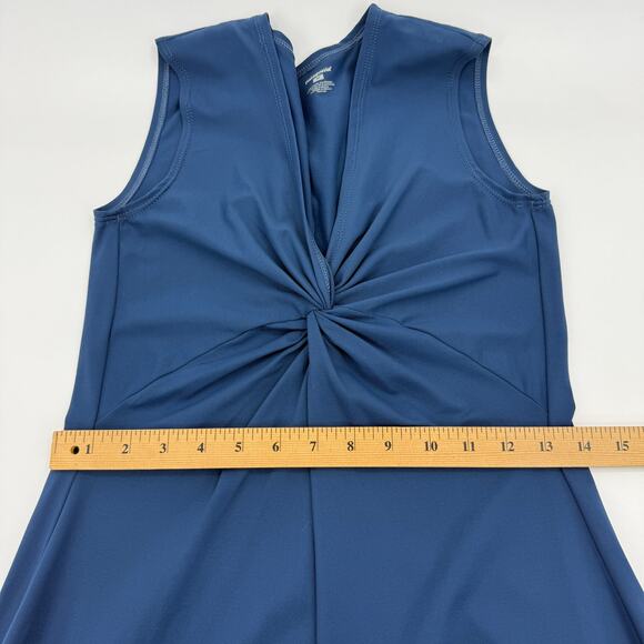 PATAGONIA Womens Twist Front Midi Dress Size M Blue Sleeveless Nylon Jersey - Picture 6 of 7
